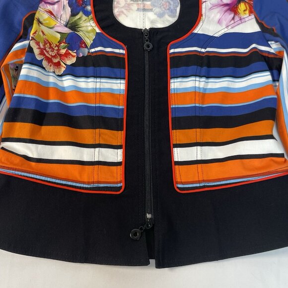 Joseph Ribkoff Floral & Stripe Zip Jacket – Size 10 (CAN/USA) - Picture 5 of 15